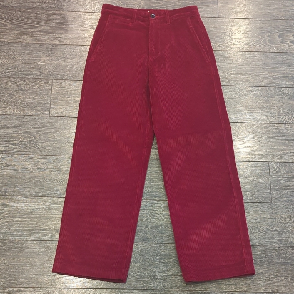 Girls Of Dust Red Corduroy High Rise Straight Leg Pants Small RARE